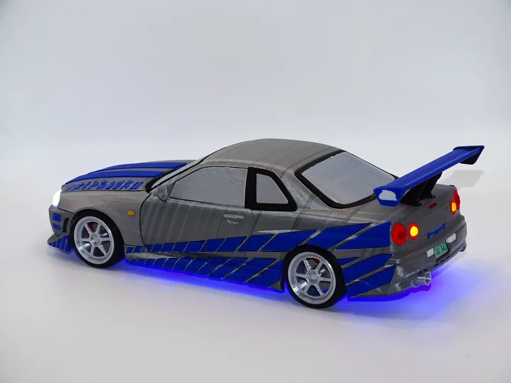 Nissan Skyline GT-R R34 (FF) + Luces Neón RGB, vista 3