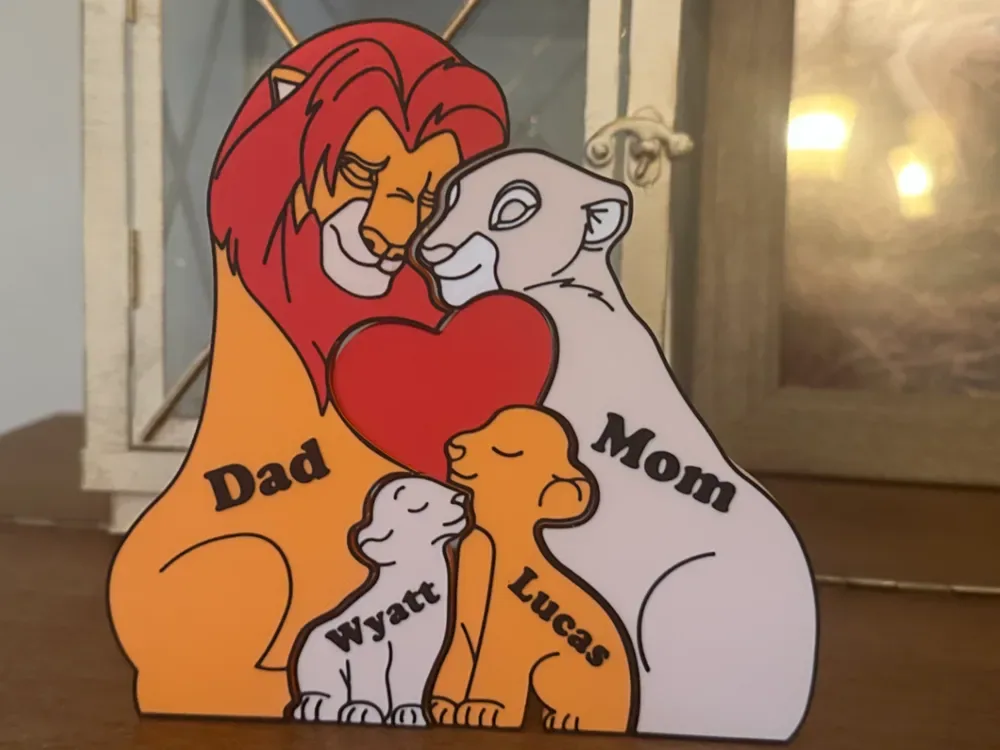 Rompecabezas personalizado Familia de 4 del Rey León, vista 1