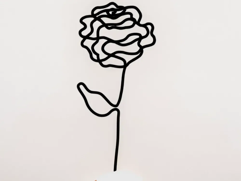 rosa día de san valentín flor minimalista lineart deco, vista 1