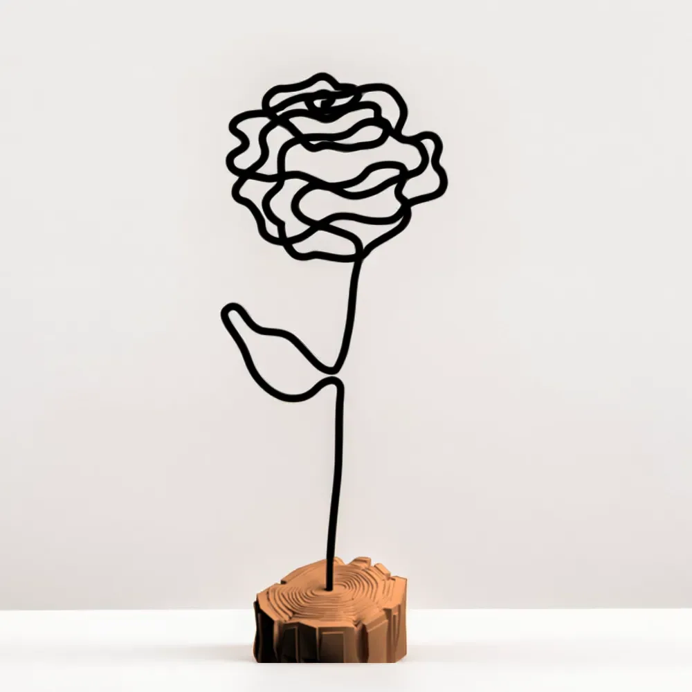rosa día de san valentín flor minimalista lineart deco, vista 2
