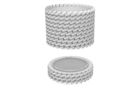 Maceta de ladrillos paramétricos: bandeja de goteo con giro y bloqueo para impresión 3D, vista 3