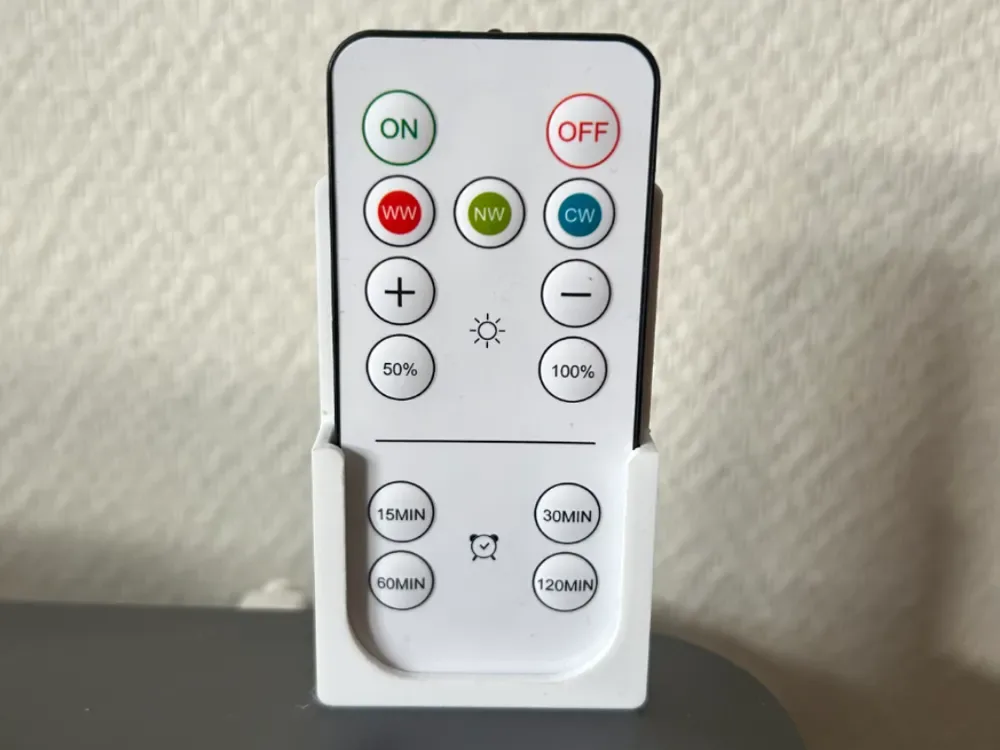 Soporte para mando a distancia de pared para impresión 3D, vista 1