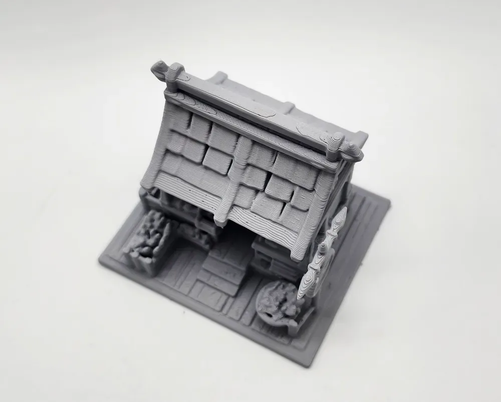 Miniatura de puesto de mercado medieval, vista 2