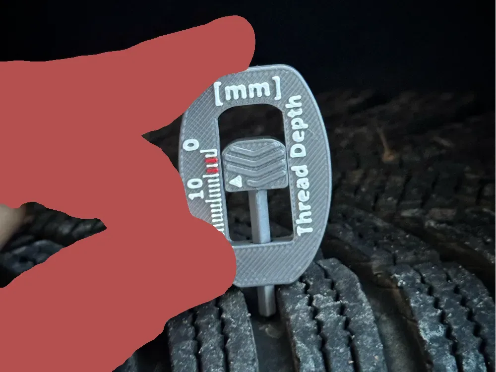 Medidor de profundidad de la banda de rodadura de neumáticos V3: impresión in situ para impresión 3D, vista 1