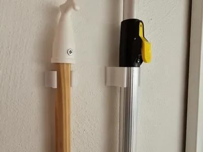 Soporte de pared escalable para palo · escoba para impresión 3D, vista 3