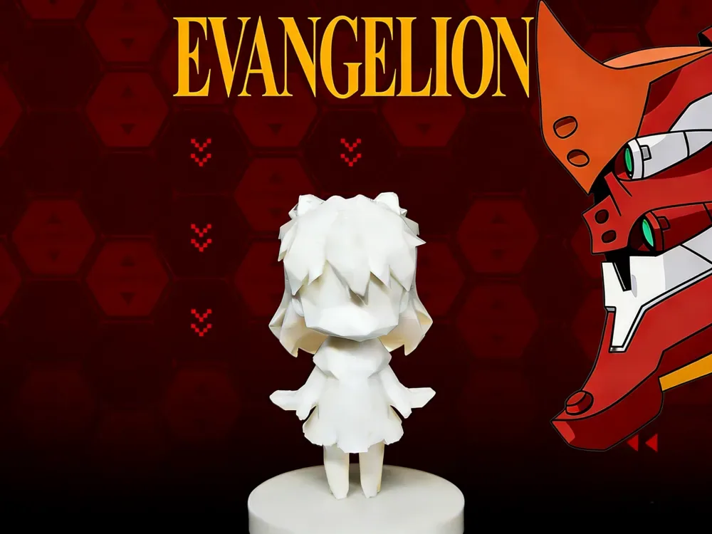 Modelo de figura de Chibi Asuka Langley Soryu de baja poli, vista 1