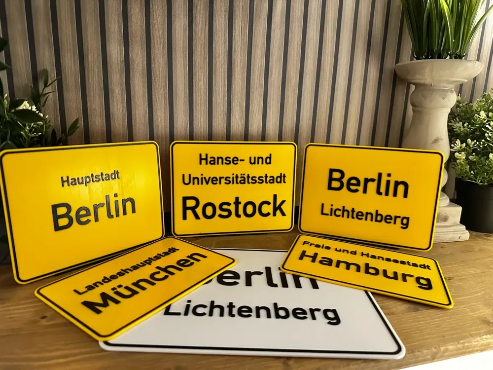Dimensiones originales del letrero de la ciudad. Entrada a la ciudad de Berlín, vista 2