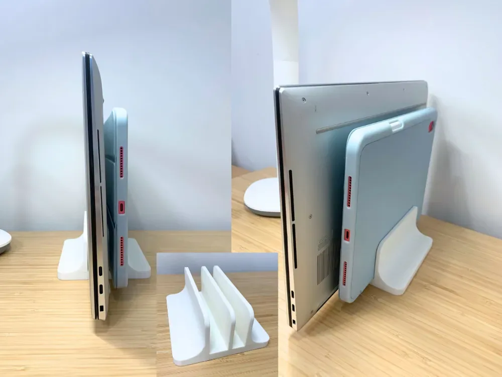Moderno soporte dual para computadora portátil y iPad, vista 1