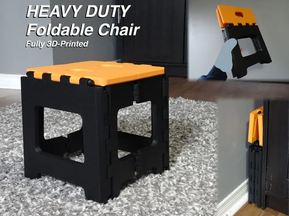 Silla/taburete plegable HEAVY DUTY - Totalmente impreso en 3D, vista 1