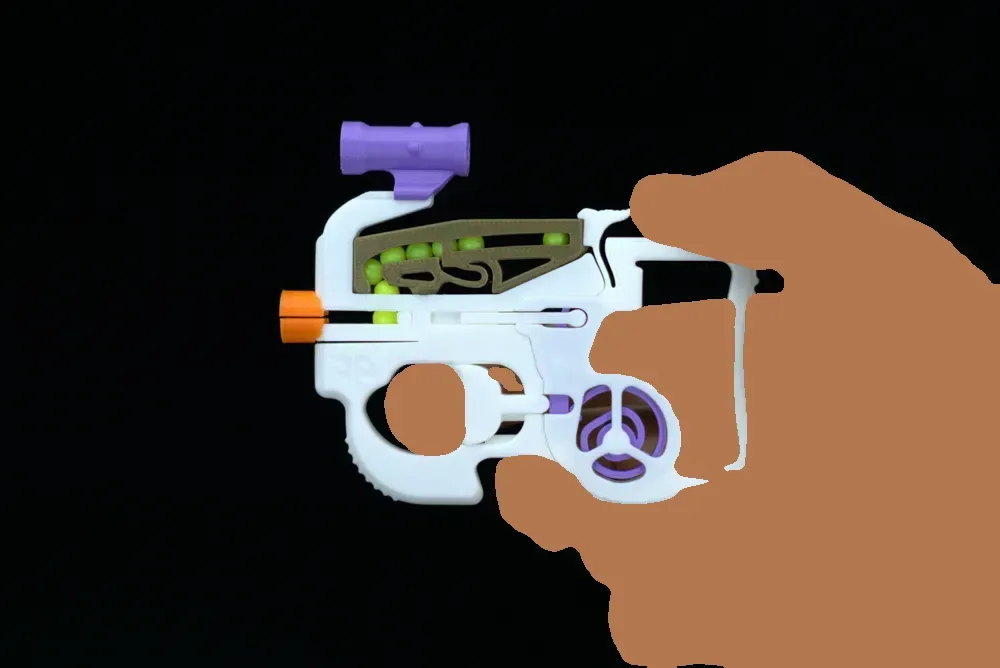FN-BB90 · Pistola de aire comprimido · Revista intercambiable · Alcance para impresión 3D, vista 3