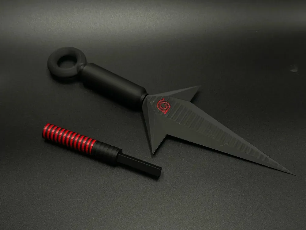 Kunai de tamaño completo (temática de Naruto) con dos estilos de mango, vista 3