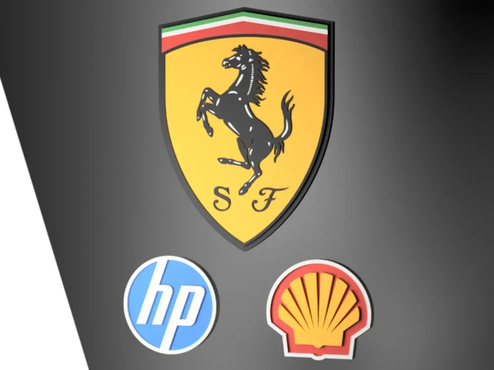 Emblema del equipo Ferrari de Fórmula 1 [CON PATROCINADORES], vista 1