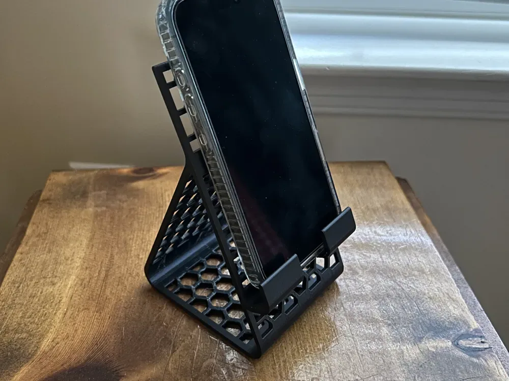 Soporte para teléfono celular de escritorio - Patrón hexagonal, vista 1