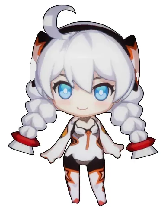 Kiana Kaslana Chibi Obra de arte enmarcada en 3D, vista 2