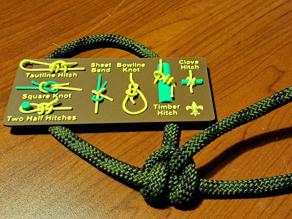 Tarjeta de referencia de nudos y curvas de Scouts, vista 1