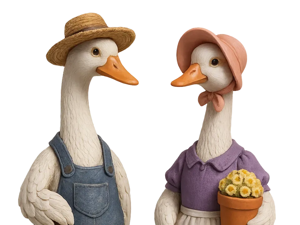 Dúo Garden Goose – Flora y arcilla, vista 1
