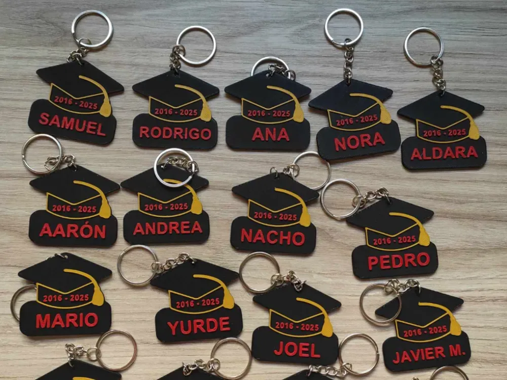 Gorro de graduación, llavero personalizable, vista 1