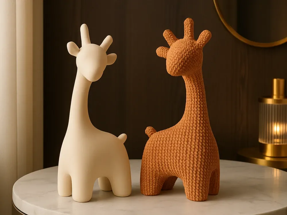 Figura de jirafa minimalista – Lisa y tejida, vista 1