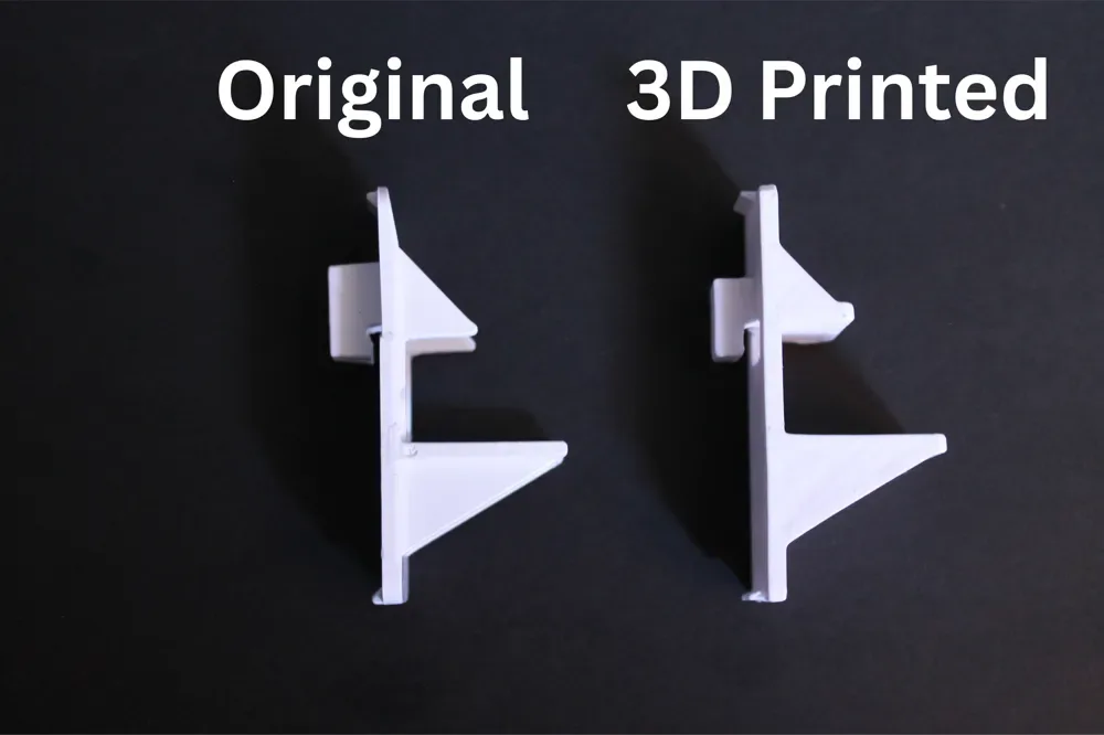 Reemplazo del soporte del estante del refrigerador Whirlpool para impresión 3D, vista 2