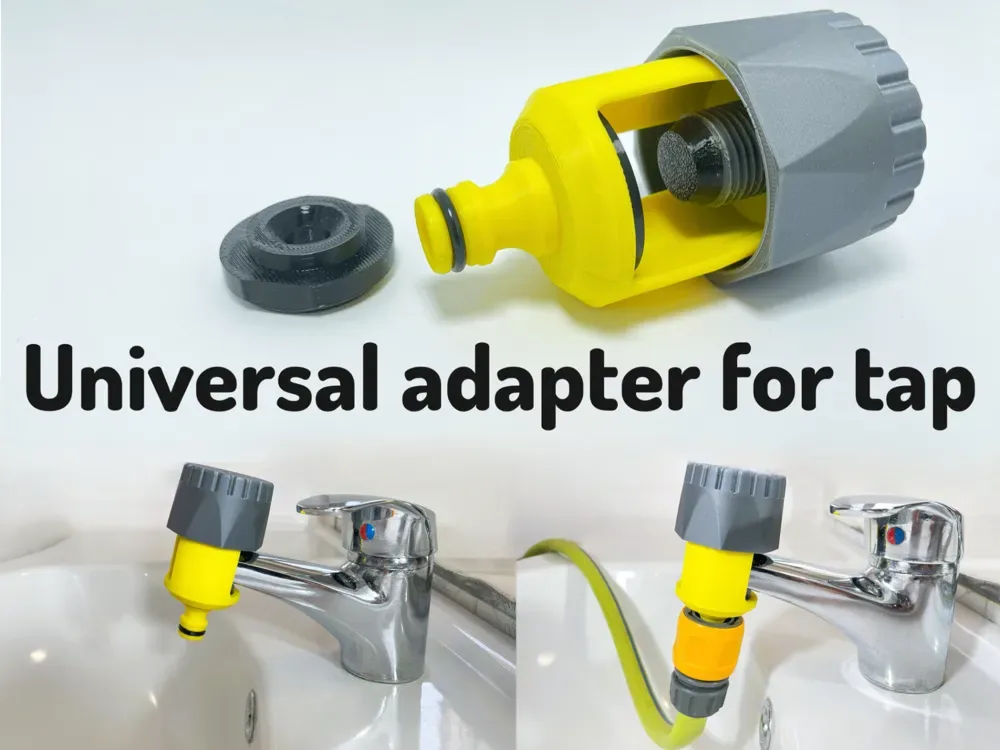 Adaptador universal de grifo interior para manguera de jardín para impresión 3D, vista 1