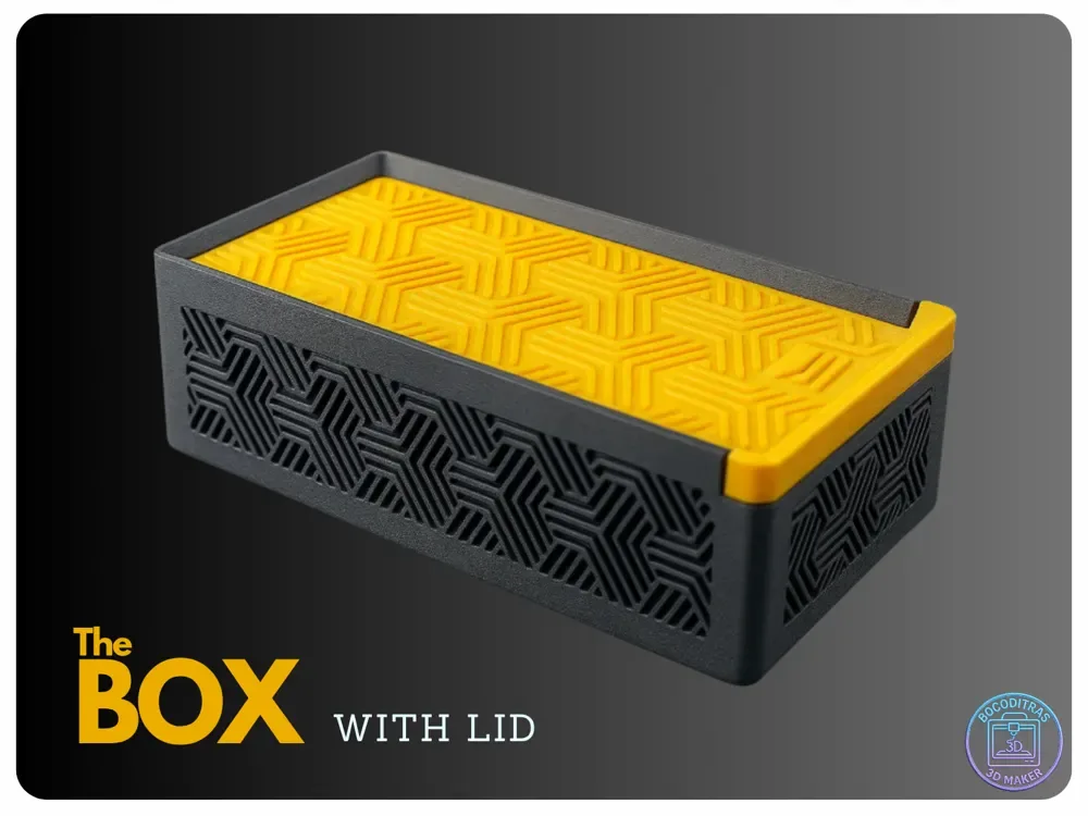 Caja con tapa corredera para impresión 3D, vista 1