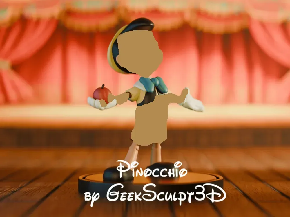 Figura de Pinocho - Arte icónico de personajes de dibujos animados, vista 1