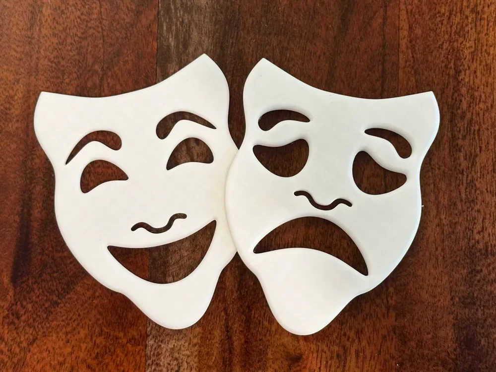 Máscaras de teatro: comedia y tragedia., vista 1