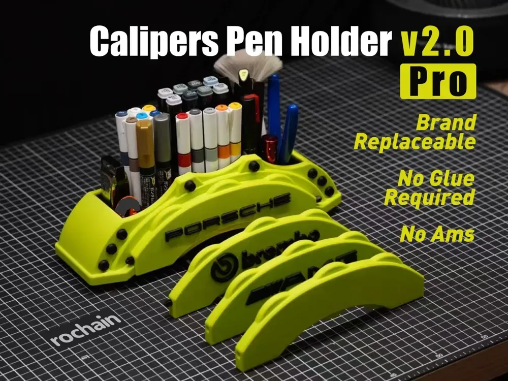 【RC002】Soporte para bolígrafo con almacenamiento de pinza v2.0Pro - Marca reemplazable - No necesita AMS - No necesita pegamento - Impresión perfecta - Personalizable para impresión 3D, vista 1