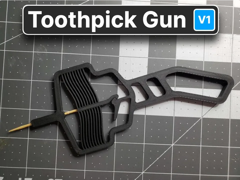 Pistola para palillos de dientes (mecanismo compatible) para impresión 3D, vista 1