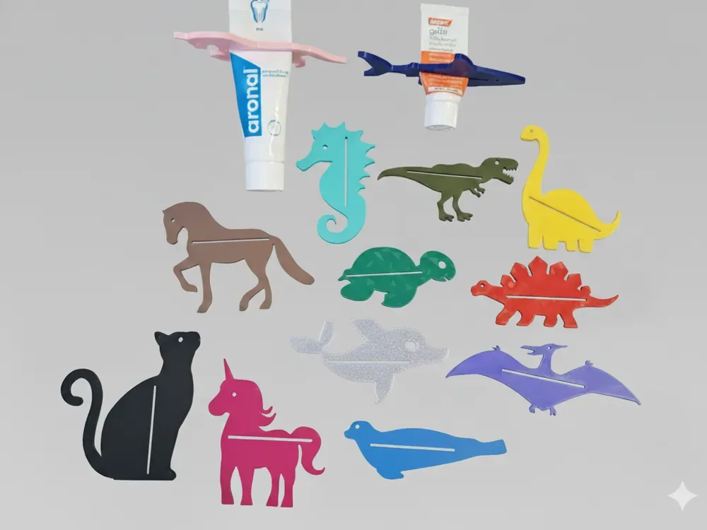 Exprimidores de tubos con distintas formas de animales., vista 1
