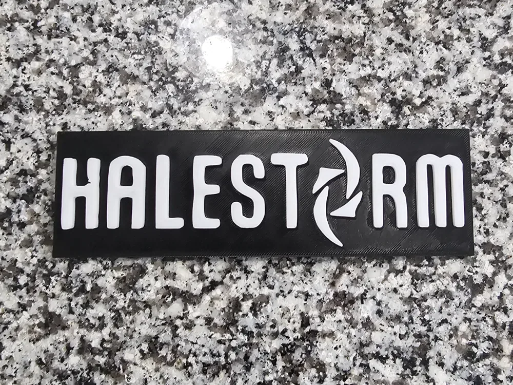 Placa artística con logotipo 3D de Halestorm Rock Band, vista 1
