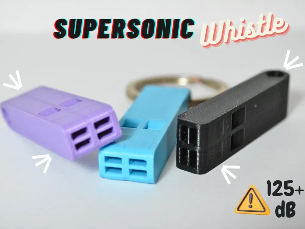 Silbato supersónico: fuerte, hecho para ser escuchado para impresión 3D, vista 1