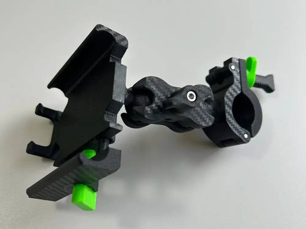 Soporte para teléfono Bicicleta Bicicleta eléctrica Motocicleta Rótula de 360° Montaje universal ajustable Diseño modular para impresión 3D, vista 2