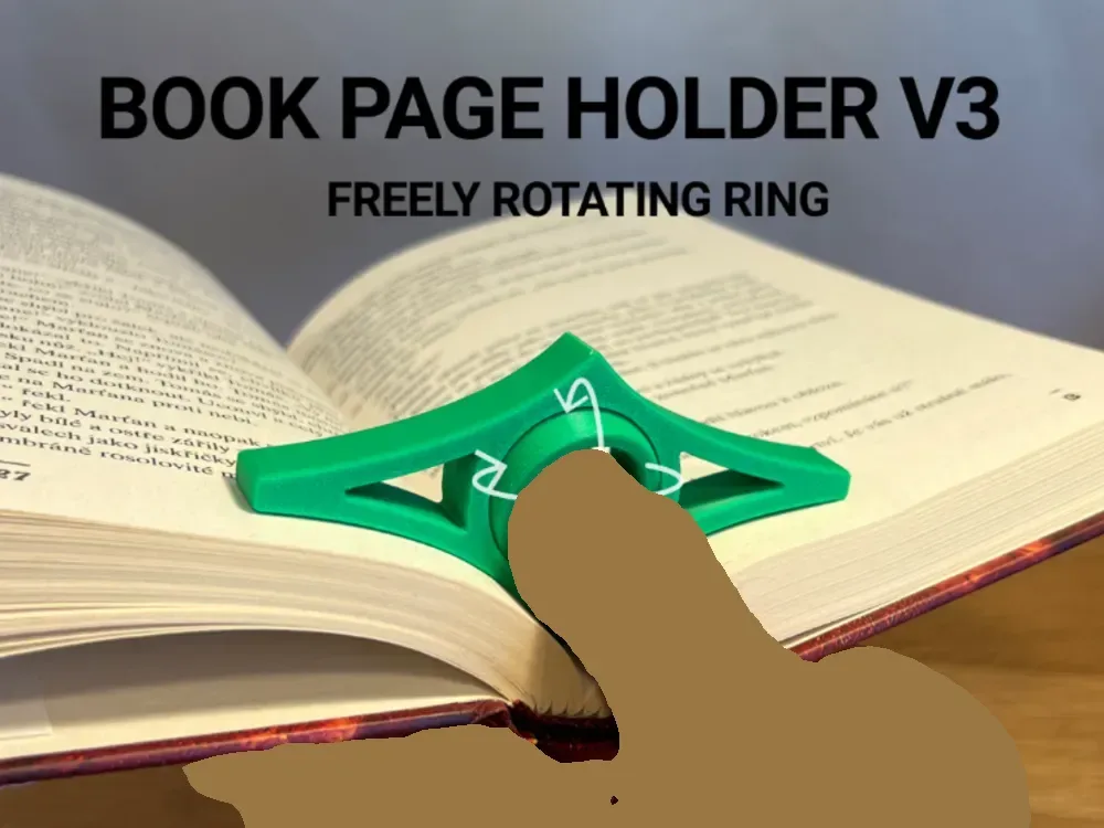 Portapáginas de libro V3 para impresión 3D, vista 1