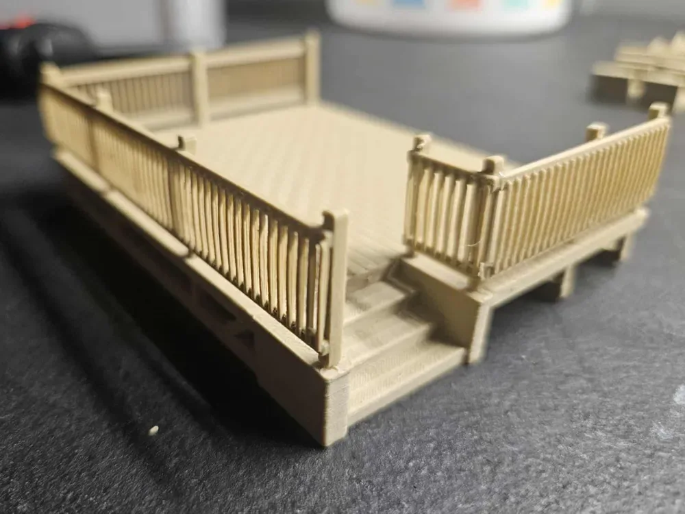 Modelo Deck con Barandillas y escaleras, vista 1