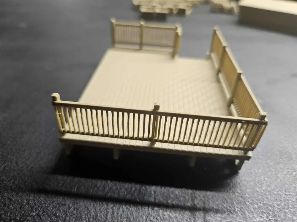 Modelo Deck con Barandillas y escaleras, vista 2