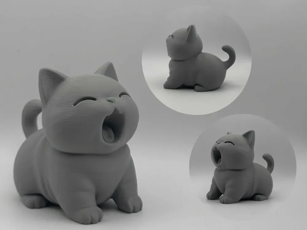 Gato bostezando – Figura Chibi gordita, vista 1