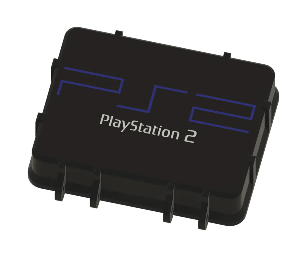 Caja de almacenamiento para tarjetas de memoria PlayStation con logotipo para impresión 3D, vista 3