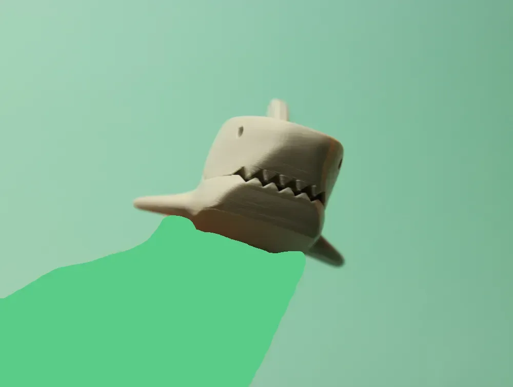 Tiburón que muerde para impresión 3D, vista 3