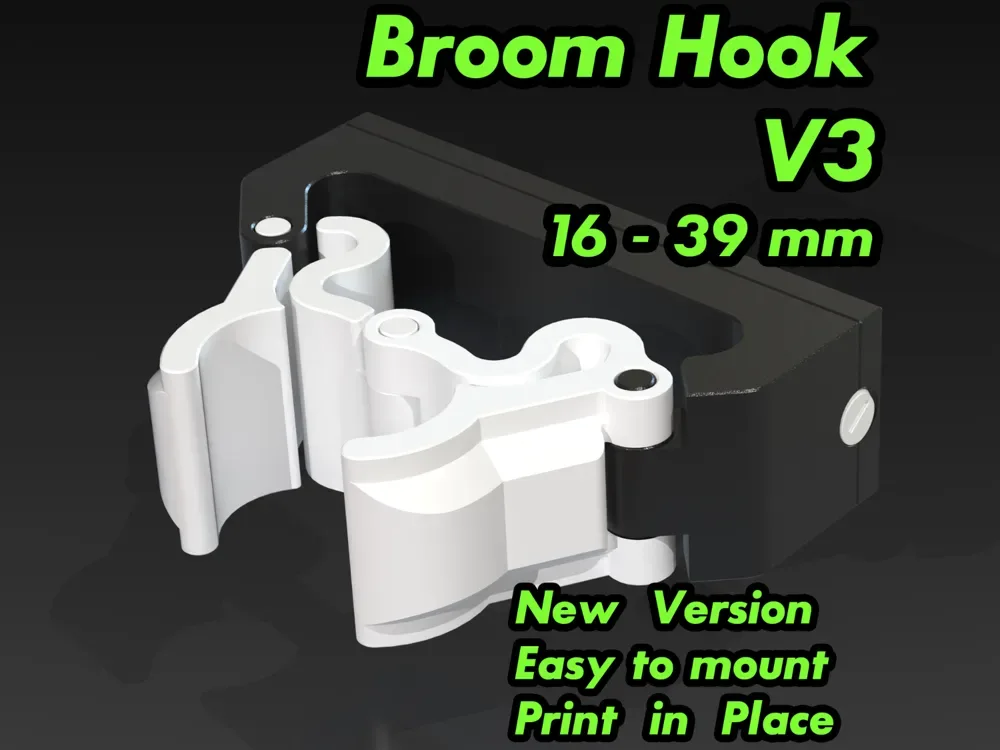 gancho para escoba V3 Impresión en el lugar para impresión 3D, vista 1