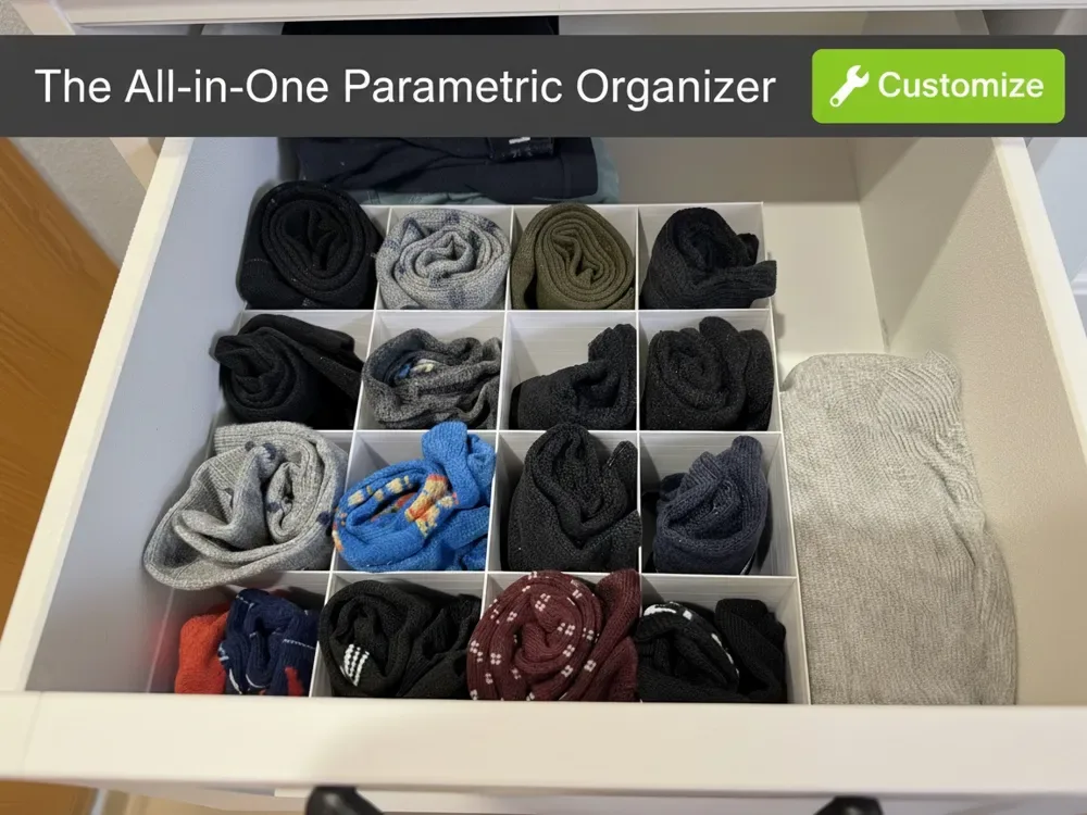 Organizador paramétrico todo en uno para impresión 3D, vista 1