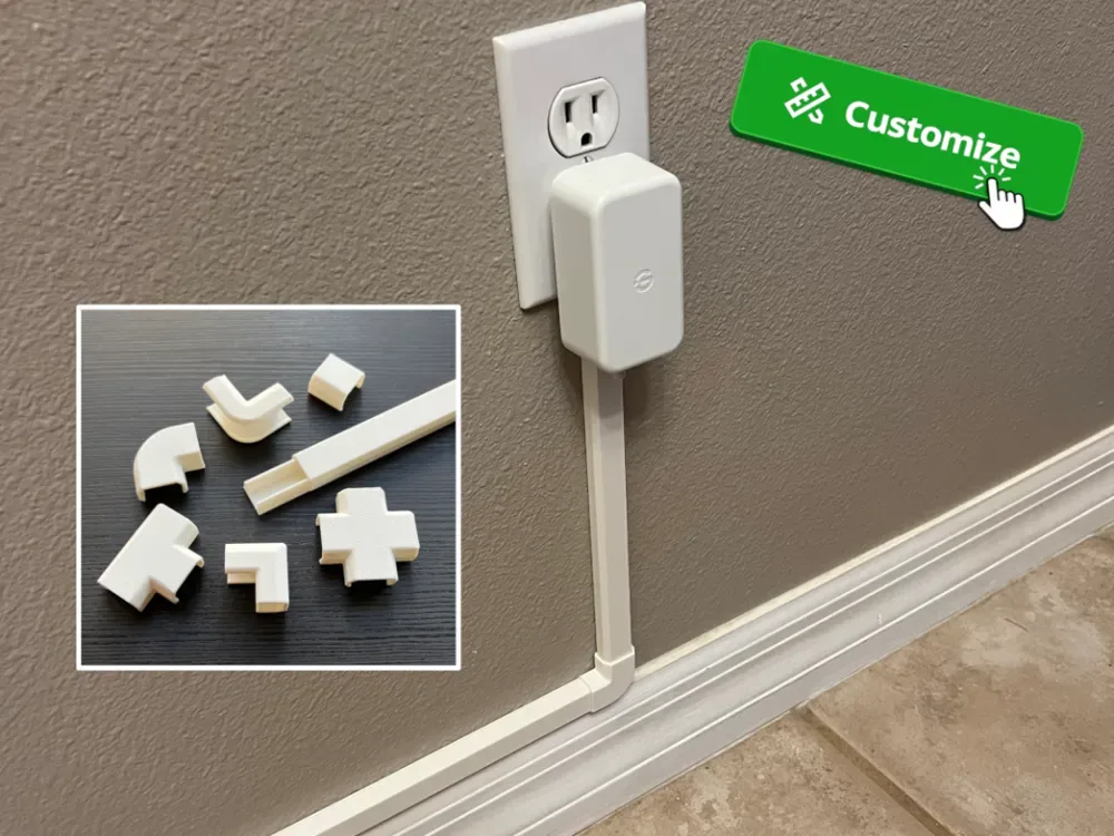 Sistema de canales y cubierta de canalización de cables (paramétrico) para impresión 3D, vista 1