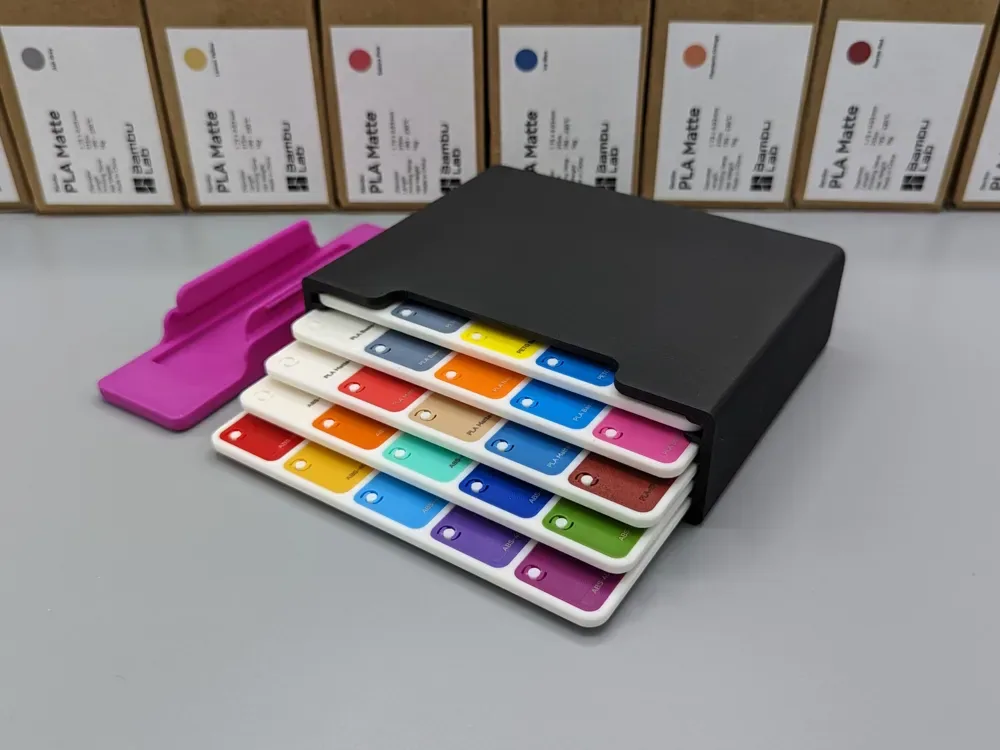 Caja de tablero de exhibición de muestras de filamento, vista 1