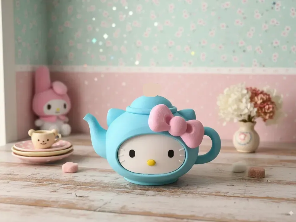 Linda fiesta del té | Interacción entre padres e hijos | Tetera para fiesta de té de Hello Kitty | Doble uso para jugar y regar | Imprimible en un solo color., vista 1