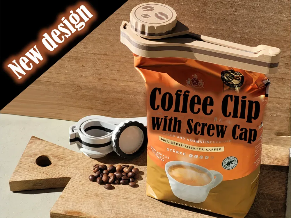Clip para café con tapón de rosca para impresión 3D, vista 1