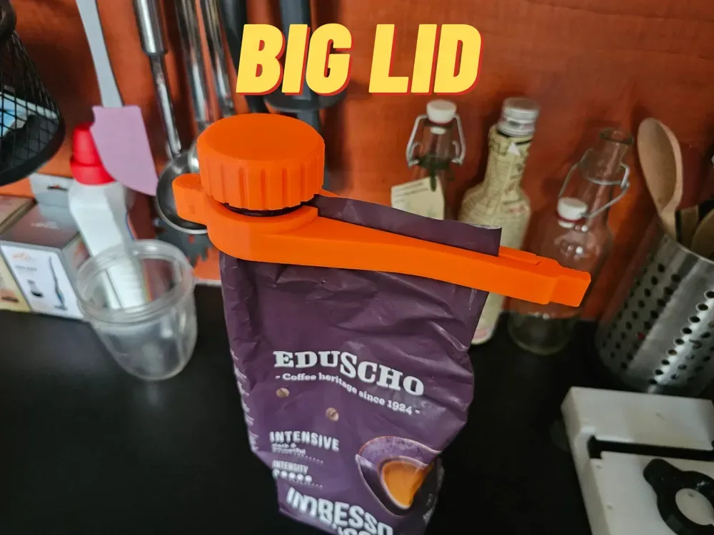 Clip para bolsa de café con tapa grande para impresión 3D, vista 1