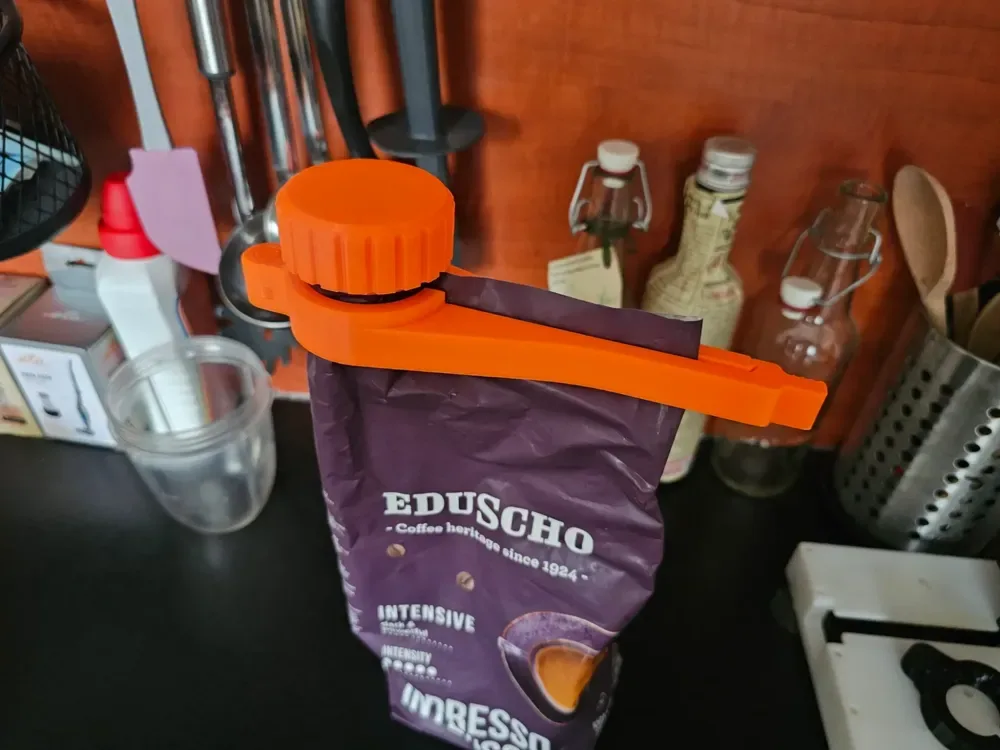 Clip para bolsa de café con tapa grande para impresión 3D, vista 2