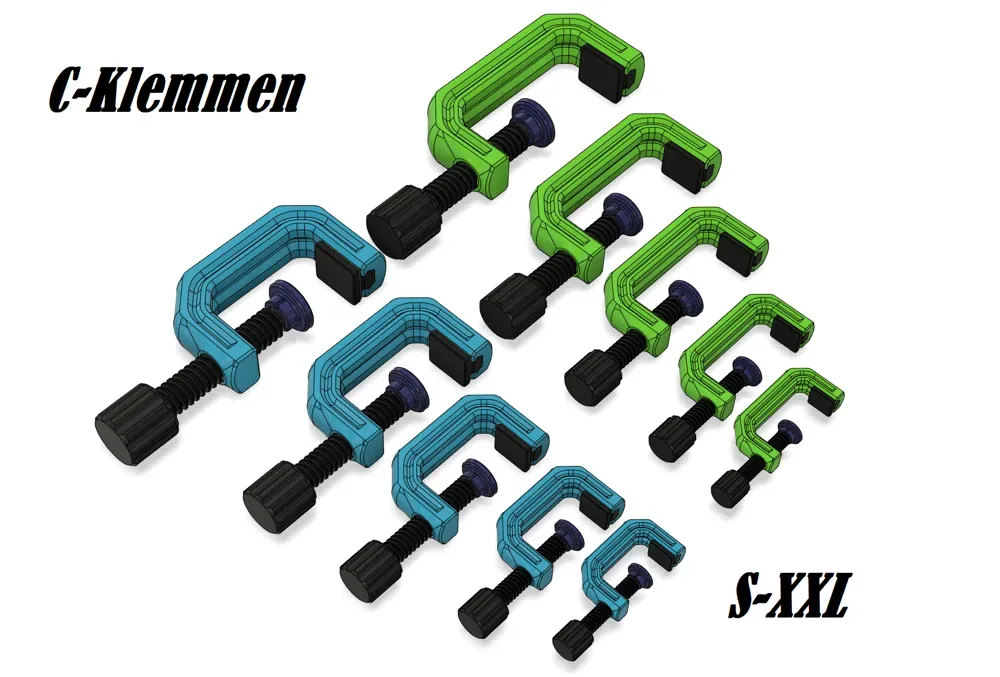 C-Klemme Schraubzwinge de S-XXL para impresión 3D, vista 1