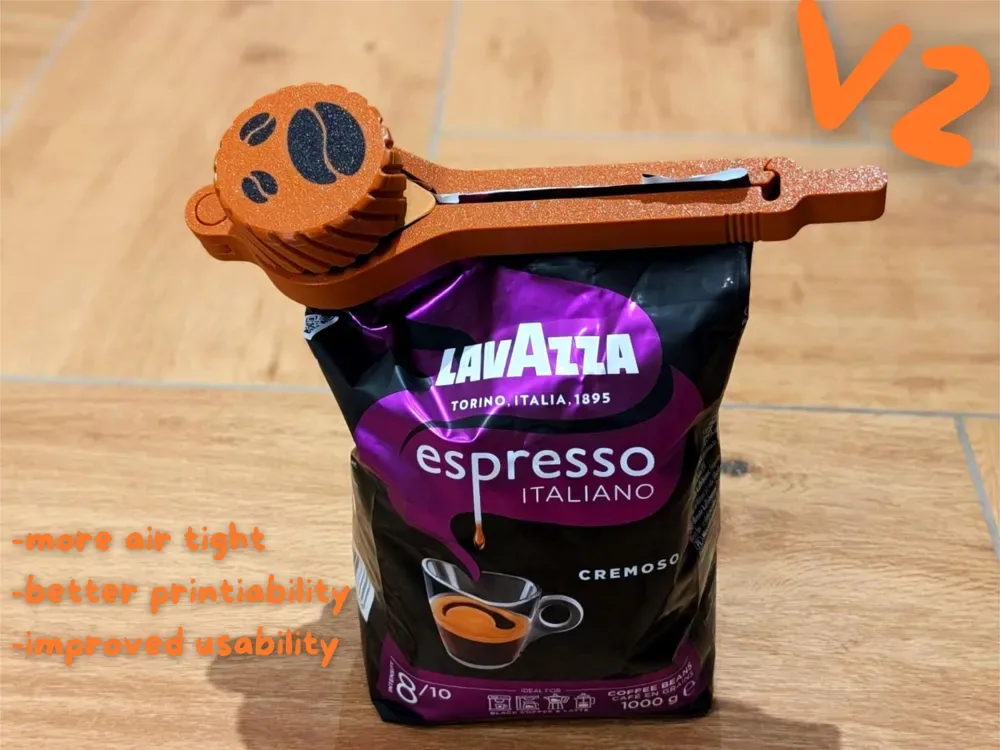 Clip de café rediseñado para impresión 3D, vista 1
