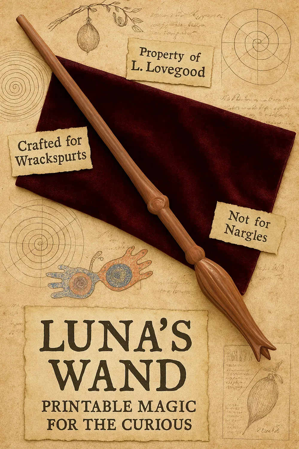 Varita de cosplay inspirada en Luna Lovegood, vista 2